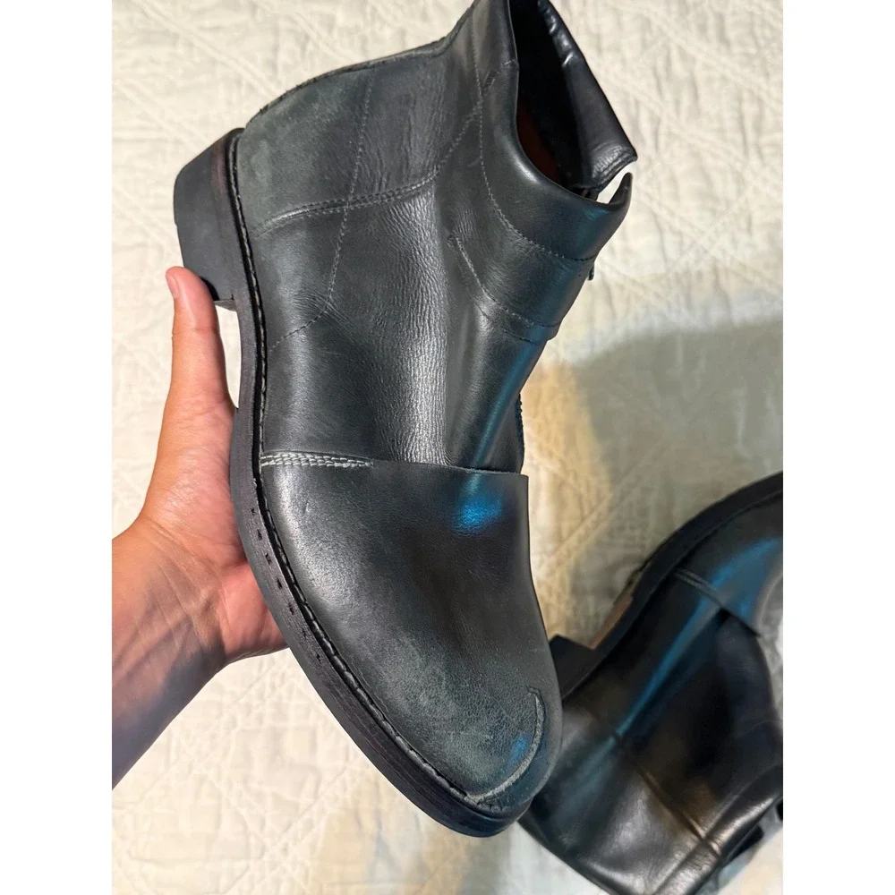 Timberland Colrain Mens Black Leather Side Zip Ankle Boots Made in Italy 12M